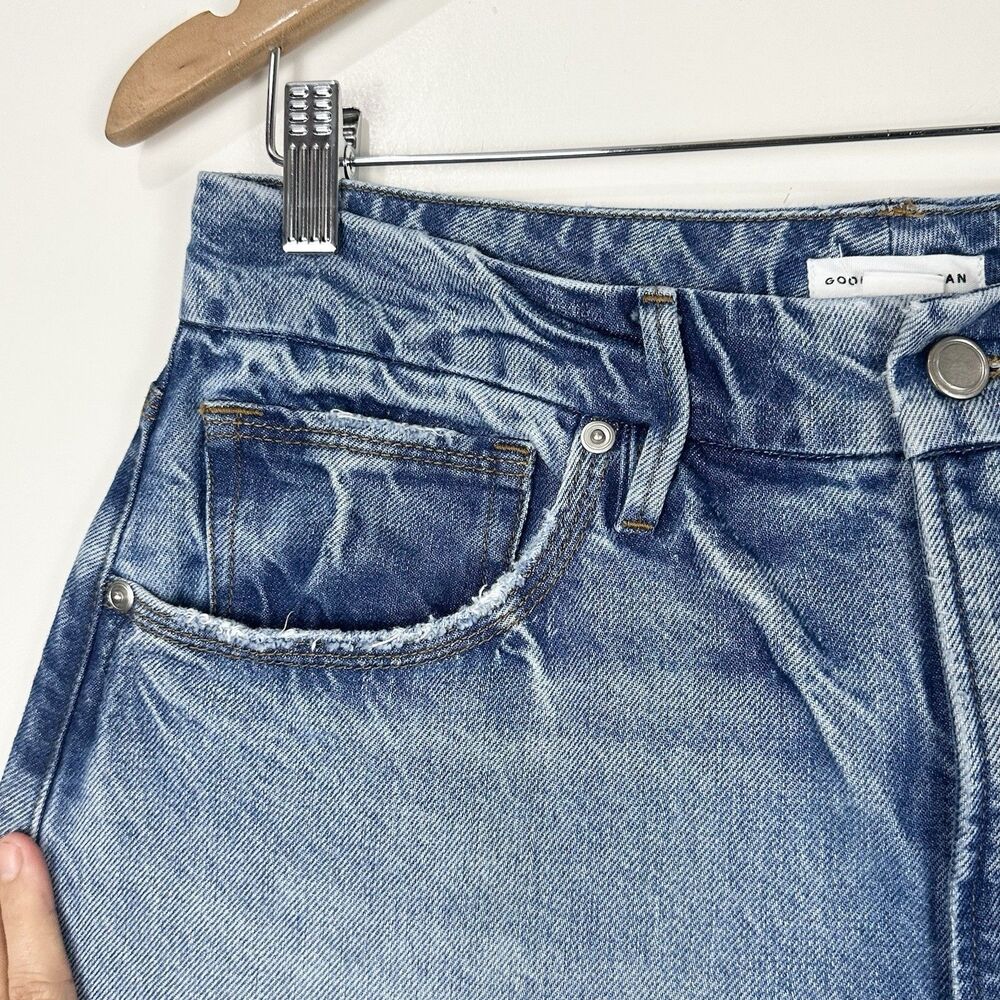 GOOD AMERICAN Good 90s Split Hem Straight Leg Jeans Y2K Model Off Duty Sz 10/30 - Picture 4 of 11